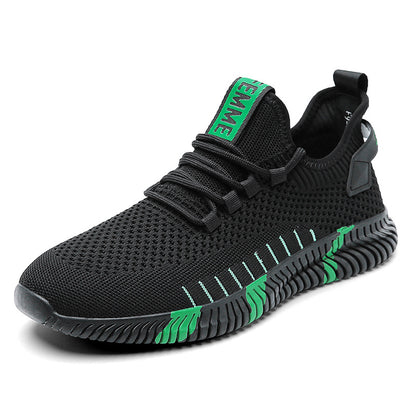 Black and green sneaker on a white background