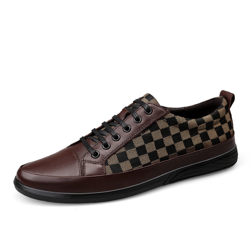 Brown checkered sneaker on a white background