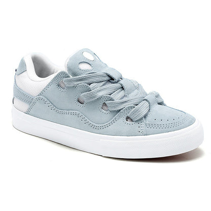Light blue sneaker with white sole on a white background