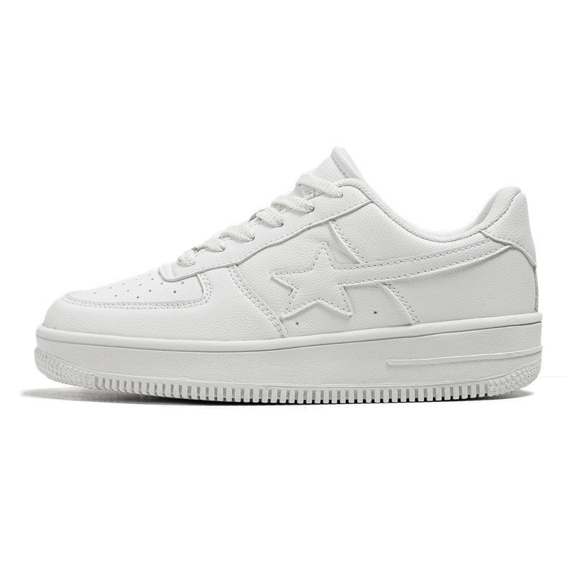 White sneaker with a star design on a white background